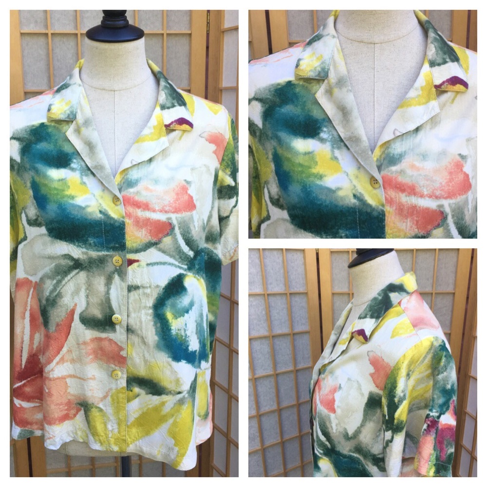 Jams World Hawaiian Print Button  Down Shirt SZ L